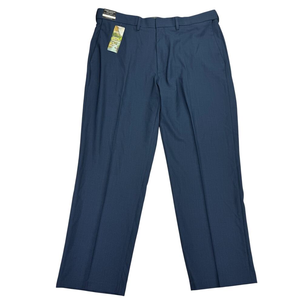 Haggar Mens Premium Comfort Classic Fit Flat Front Dress Pants Blue 38x29